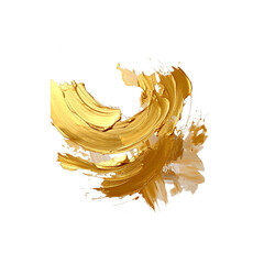 Golden brush strokes on a white background