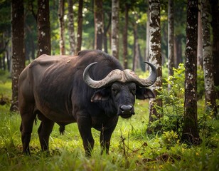 Fototapeta premium A large buffalo in a forest