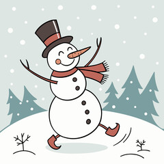 snowman with christmas tree