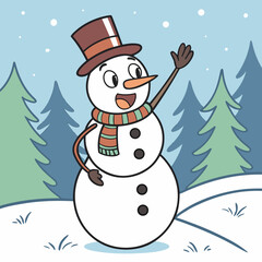 snowman with christmas tree