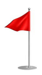 Red golf flag on white