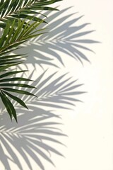Obraz premium tropical palm leaves with shadow layers on white plaster walls, leaving for negative space