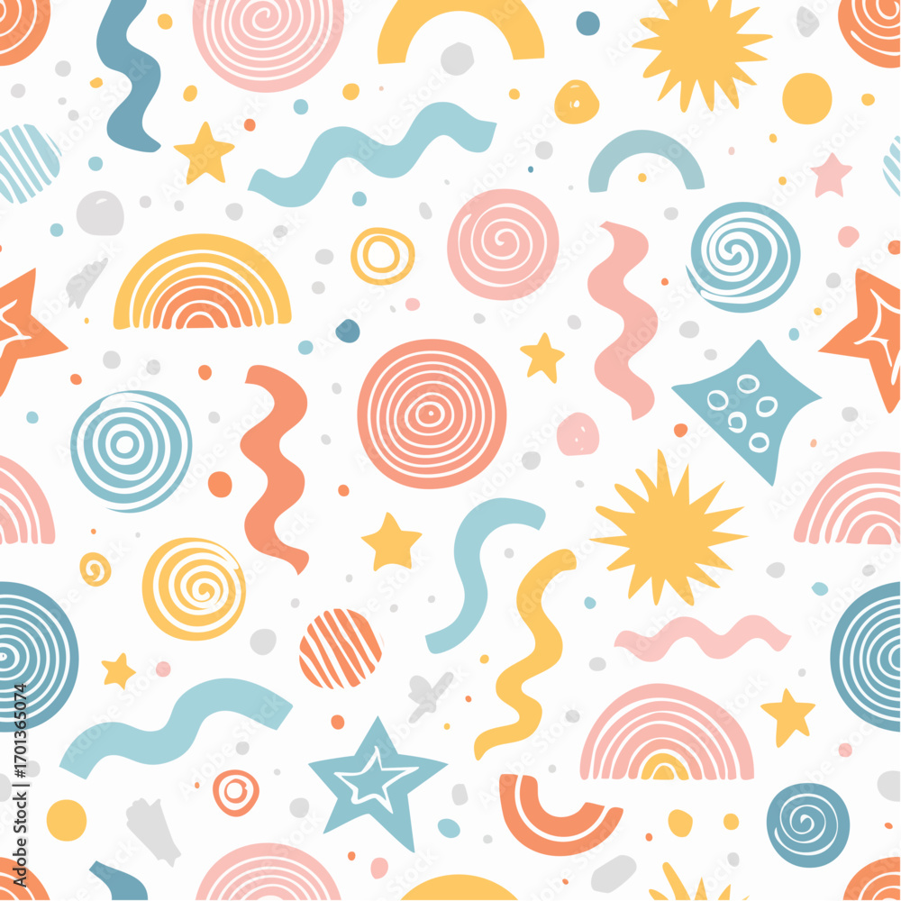 Poster abstract shapes swirls seamless pattern design 1