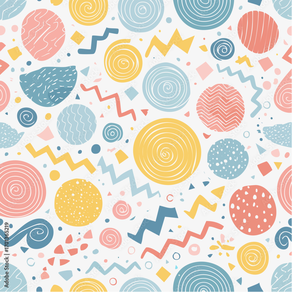 Poster abstract shapes swirls seamless pattern design 3