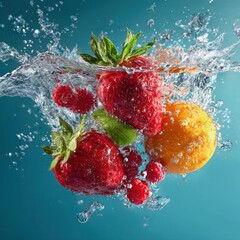 freshness and vitality fruits in water splash