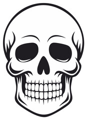 Fototapeta premium Stylized skull illustration in black and white.