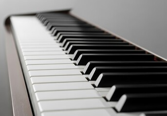 Naklejka premium Artistic close up on the elegant keys of a modern piano keyboard