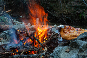 Flames emitting from a hot burning fire