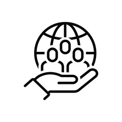 Black line icon for social responsibility