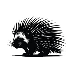 Monochrome Porcupine Vector Illustration Detailed Animal Artwork Prickly Friend Design Isolated Image