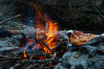 Flames emitting from a hot burning fire