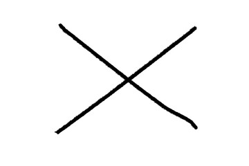 Cross icon brush effect on clean white background, hand-drawn grunge X mark