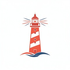 Lighthouse on waves graphic
