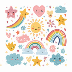 Obraz premium Colorful doodle animals and words pattern 1