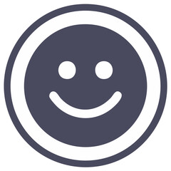 Fototapeta premium Simple happy face icon with white outline on dark background graphic design element