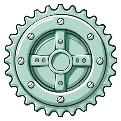 Mechanical Cogwheel with Rivets and Spokes