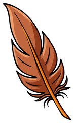 Obraz premium Brown Feather with Orange Accents Isolated on White Background