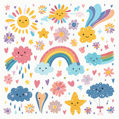 Naklejka premium Colorful doodle animals and words pattern 2