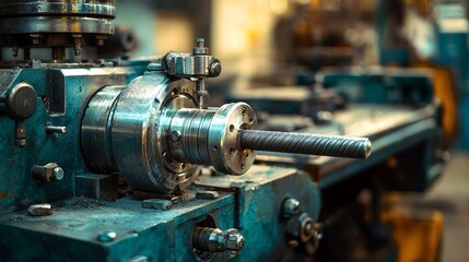 Fototapeta premium Old metal working machine, retro lathe on background.