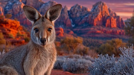 Obraz premium Majestic Kangaroo at Sunrise in the Arizona Desert