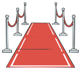 Luxurious Red Carpet Pathway with Silver Stanchions and Red Velvet Ropes