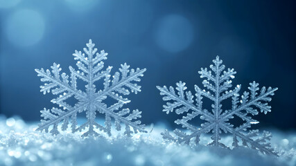 Delicate ice crystals on snowy ground winter snowflake