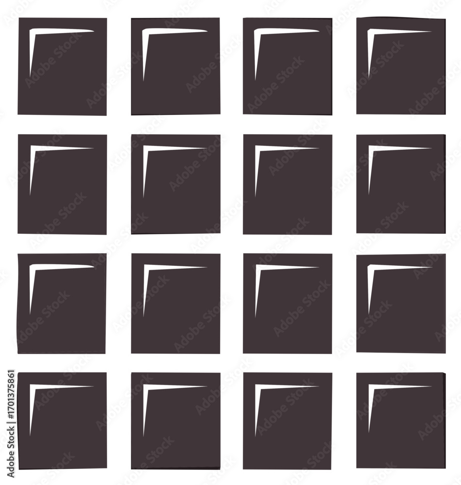 Poster abstract geometric pattern featuring repeating dark grey squares with hand drawn white l shapes crea