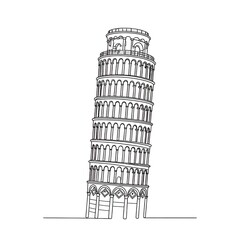 Simple line drawing of the Leaning Tower