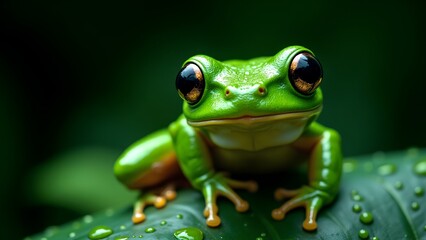 Naklejka premium frog on a leaf