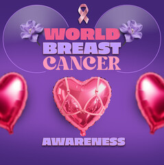 World Breast Cancer Awareness promotion Template With Pink Ribbon Hope Design Breast Cancer Day