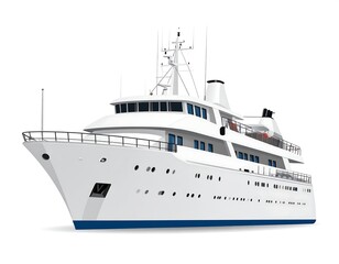 Fototapeta premium White luxury yacht on white background
