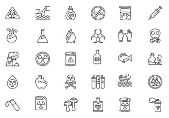 Warnings related icons: thin vector icon set, black and white kit