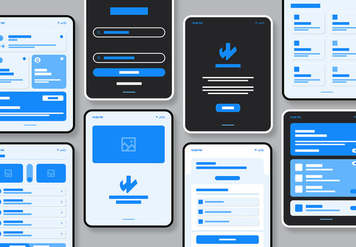 Futuristic Tablet App Wireframe Template with Minimal UI Layout