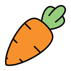 Flat Carrot Icon – Vector Illustration for Healthy Food or Vegan Concept