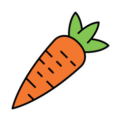 Flat Carrot Icon – Vector Illustration for Healthy Food or Vegan Concept