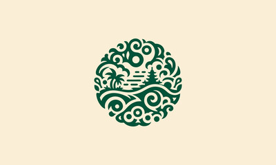 Traditional Ornamental Vector Logo Design With Ethnic Element