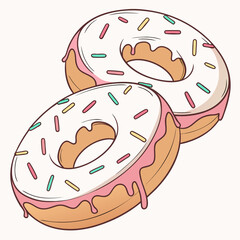 Two Delicious Donuts with Pink Frosting and Sprinkles