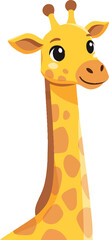Adorable cartoon giraffe illustration. Perfect for children's books, nursery decor, educational materials, or cute animal themes. Friendly and charming character.