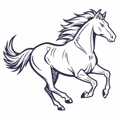 Obraz premium Vector line art illustration of a powerful running horse
