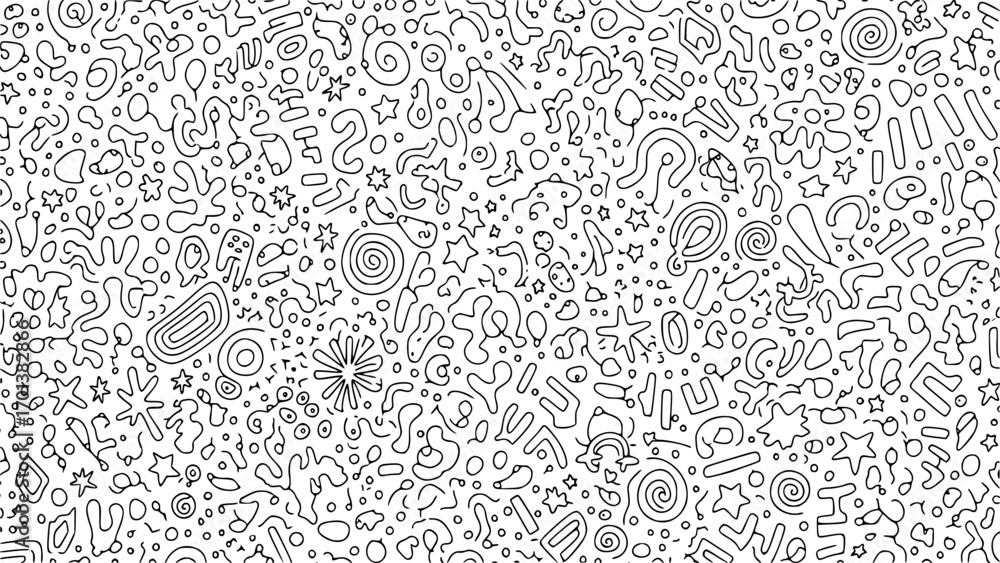 Poster abstract doodle pattern with various shapes and lines