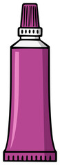 Vibrant magenta cartoon tube with detailed cap graphic for cosmetic or art supply product design