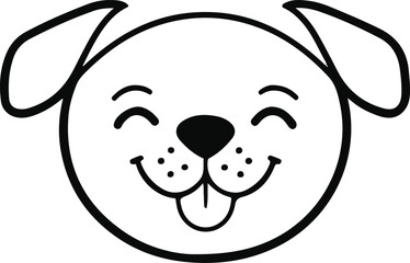 Fototapeta premium single line drawing of dog face, simple black outline, white background, friendly style.e