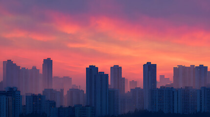 Fototapeta premium Urban Moodscapes: Designing Cities for Visual Harmony at Sunset 