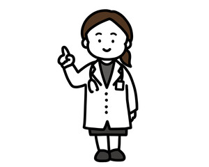 女性　お医者さん全身イラスト　聴診器あり