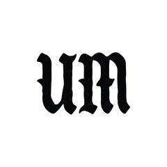 UM monogram logo design letter text name symbol monochrome logotype alphabet character simple logo