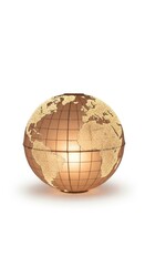 Golden Globe Sculpture with Illuminated Dots on White Background