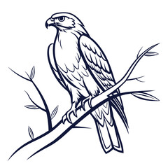 Fototapeta premium Majestic Eagle Perched on Branch Illustration