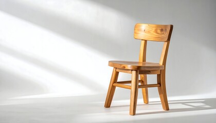 Simple wooden chair in sunlight