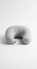 Gray Neck Pillow Isolated on White Background Studio Shot