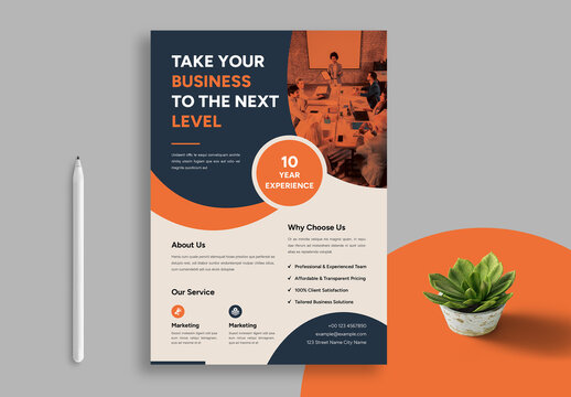 Corporate Flyer Layout with Orange Accents